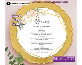 Geometric round menu card template,Floral round menu card template, (128)